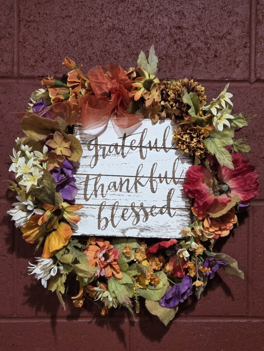 Festive Fall 16" Grapevine Wreath w/ Faux Flowers, Natural Pinecones & More - Picture 9 of 17